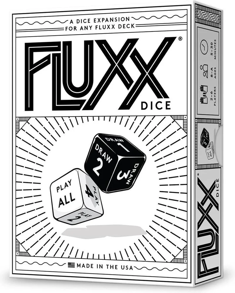 Fluxx Dice from Looney Labs, Meerkleurig edition – box