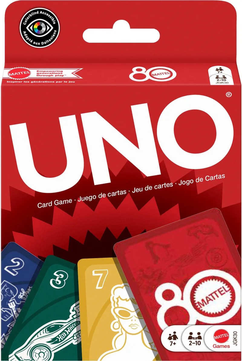 Games 80th Anniversary UNO Ruby Rode Kaartspel von Mattel Games – Schachtel