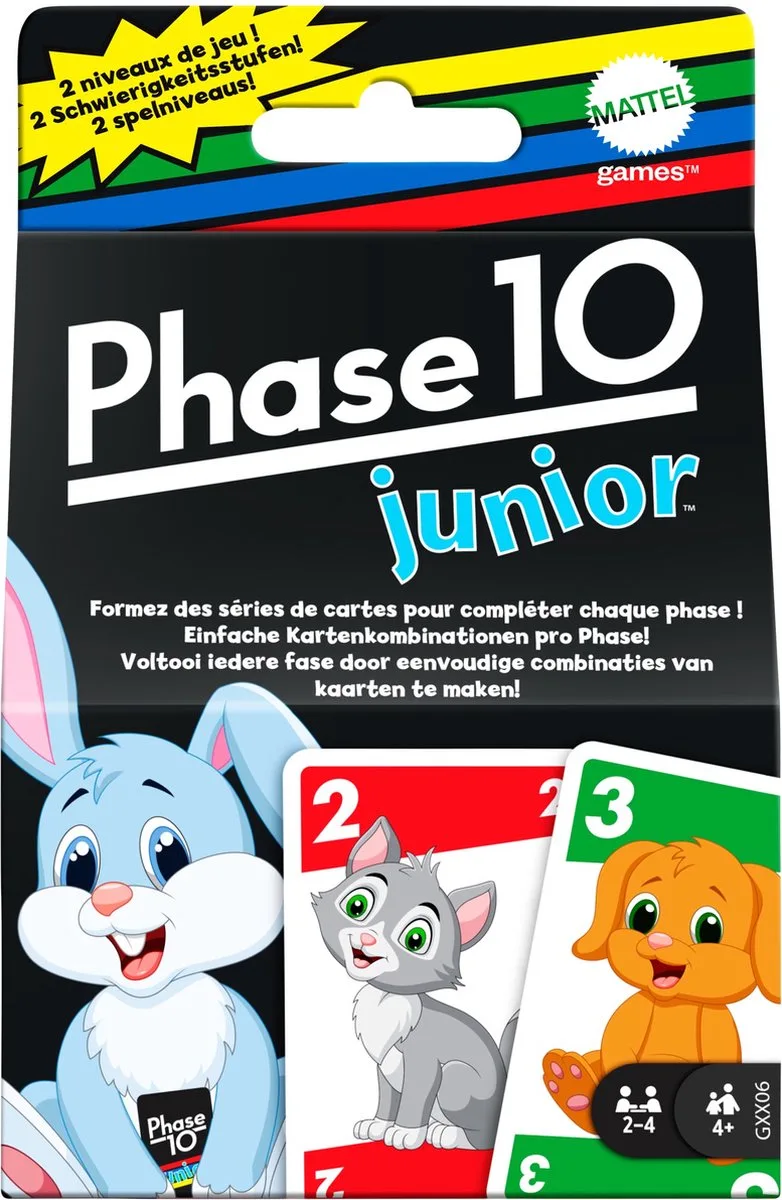 Phase 10 Junior - Kaartspel van Mattel Games – doos