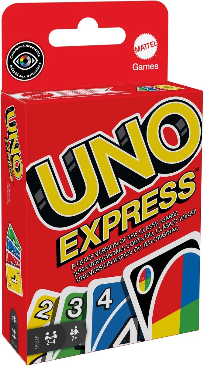Uno Express (7+) de Mattel Games, édition Meerkleurig – boîte