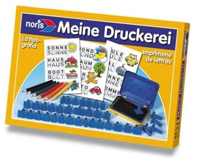 Meine Druckerei van Noris, editie Meerkleurig – doos