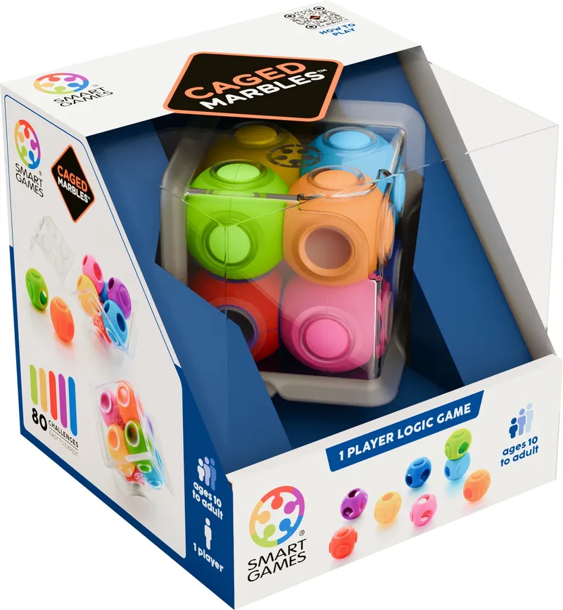 Caged Marbles - 3D Logische Breinbreker - 80 Uitdagende Opdrachten - Compact Denkspel & Kubuspuzzel - Vanaf 10 Jaar from SmartGames – box