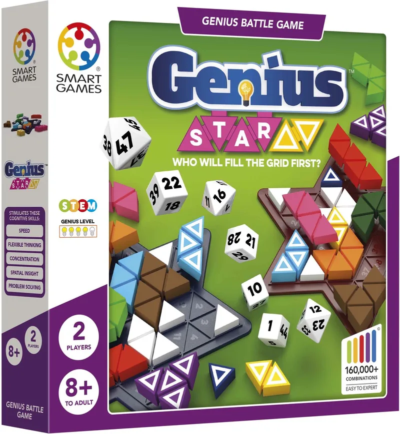 Genius Star - Snel & Strategisch Denkspel - Meer dan 160.000 Puzzelcombinaties - Solospel & 2 Spelers - Vanaf 8 Jaar van SmartGames, editie Meerkleurig – doos