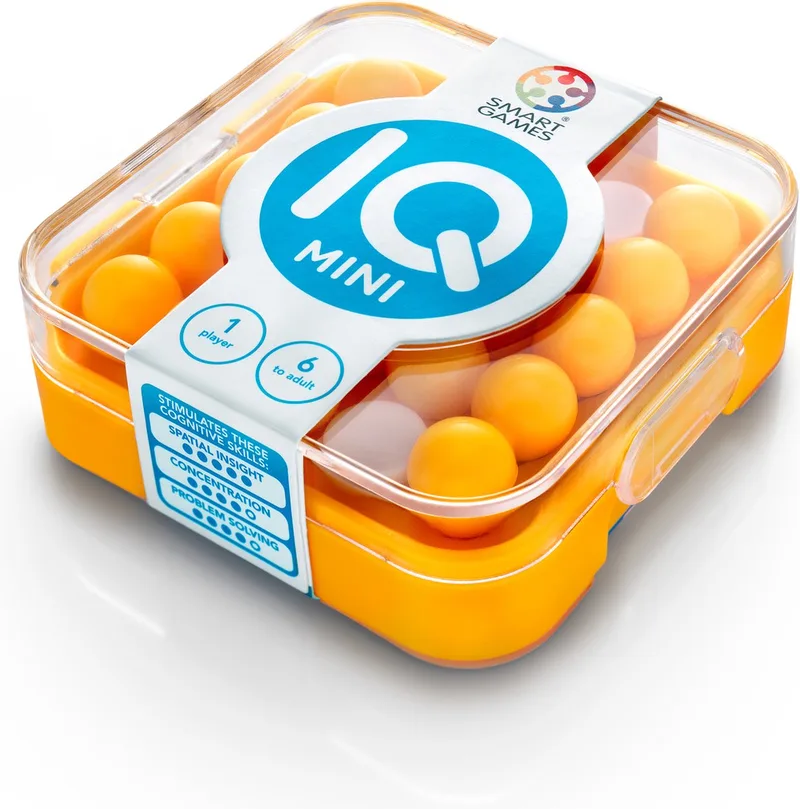 IQ Mini - Compact Zakformaat Denkspel & Reispuzzel - Eindeloze Uitdagingen met Verschuifbare Blockers - Educatief Solospel - Vanaf 6 Jaar van SmartGames – doos