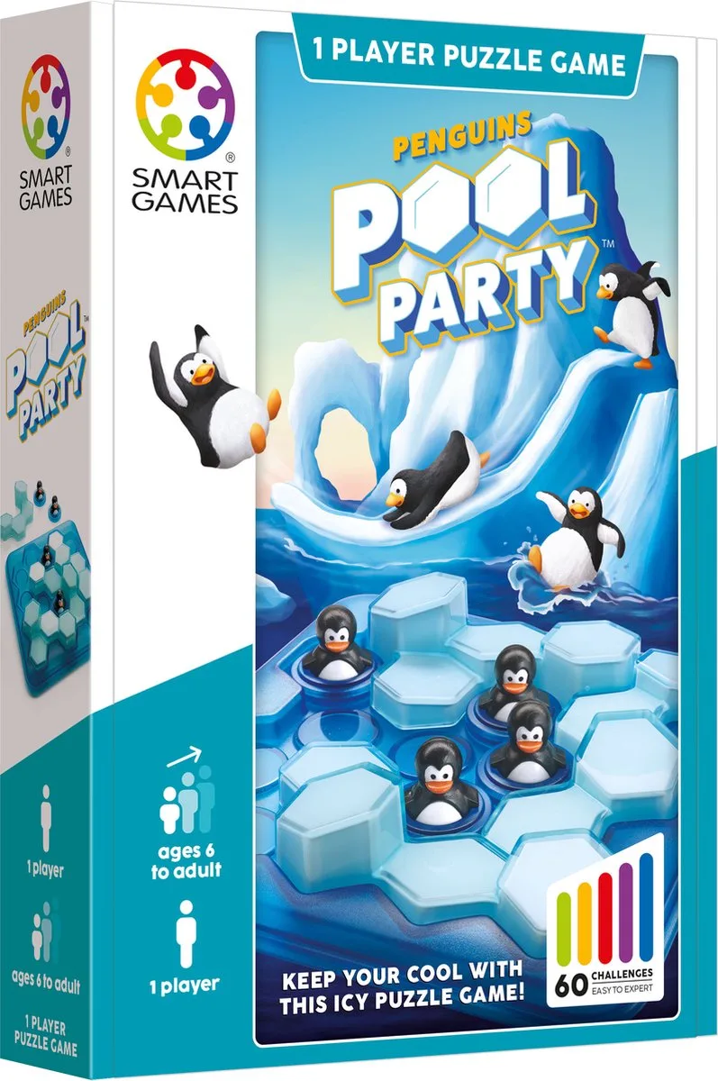 Penguins Pool Party - Compact Logisch Denkspel - 60 Educatieve Pinguïn Uitdagingen - Reisspel & Solospel - Vanaf 6 Jaar from SmartGames – box