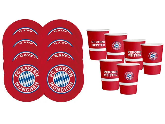 Spiel FC Bayern München - Party-Set (8 Pappteller + 6 Pappbecher), Party-Dekoration