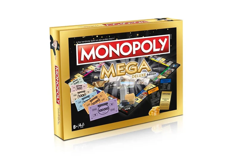 Spiel Monopoly - Mega Deluxe, Brettspiel from Winning Moves, Goldfarben edition – box