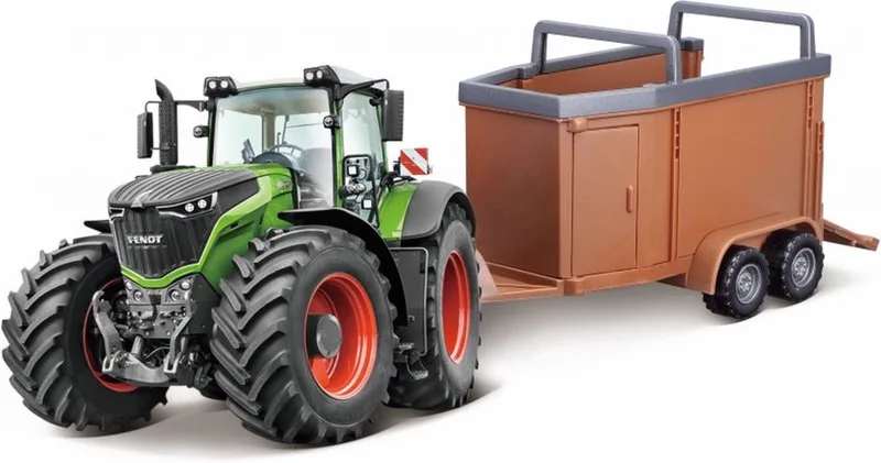 Fendt 1000 VARIO TRACTOR + LIVESTOCK FORWARDER groen/rood schaalmodel 10 CM by Bburago in Multicolor – product photo