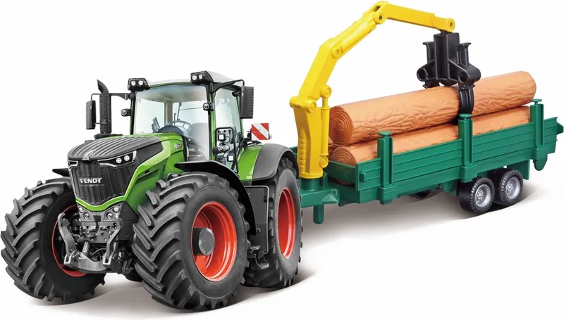 Fendt 1000 VARIO TRACTOR + TREE FORWARDER 10 CM groen/rood by Bburago in Groen – product photo