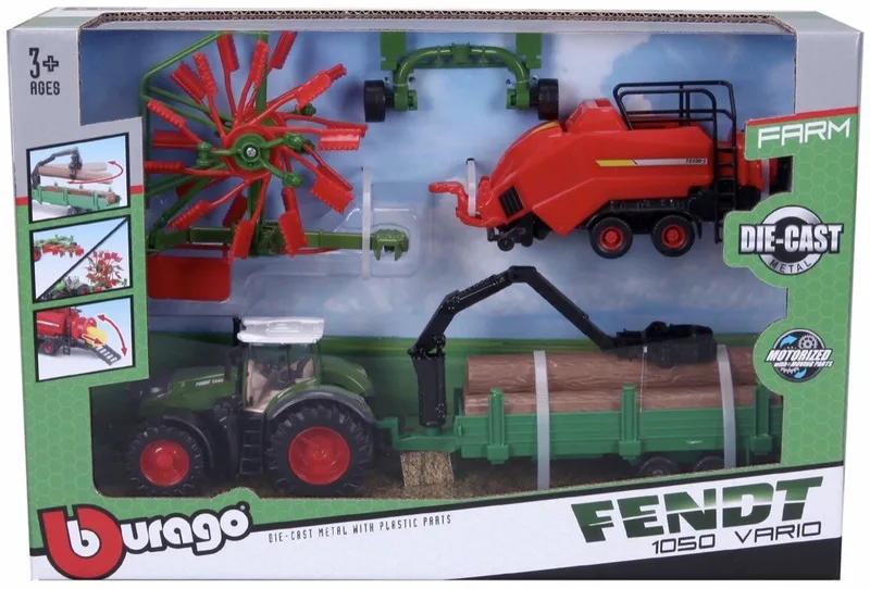 Fendt 1050 Vario - Modelauto - Schaal 10 CM van Bburago in Groen/rood/wit – productfoto