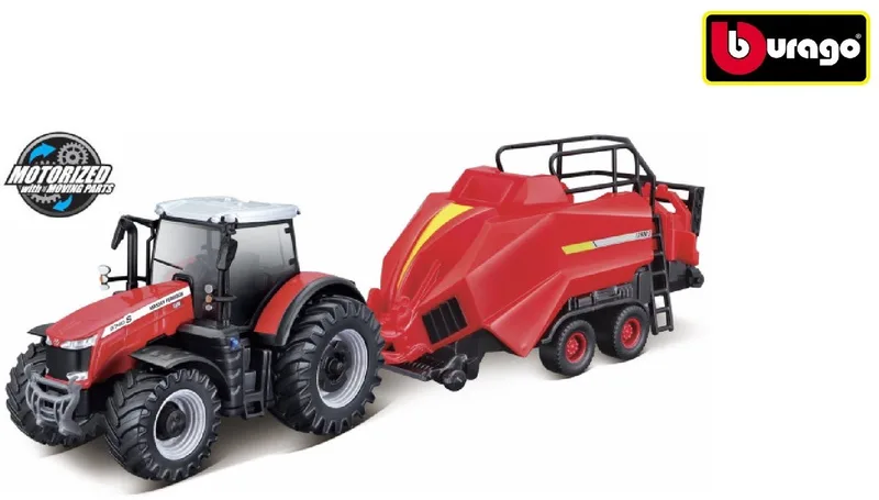 Massey Ferguson 8740S - Modelauto - Schaal 10 CM van Bburago in Rood/zwart – productfoto