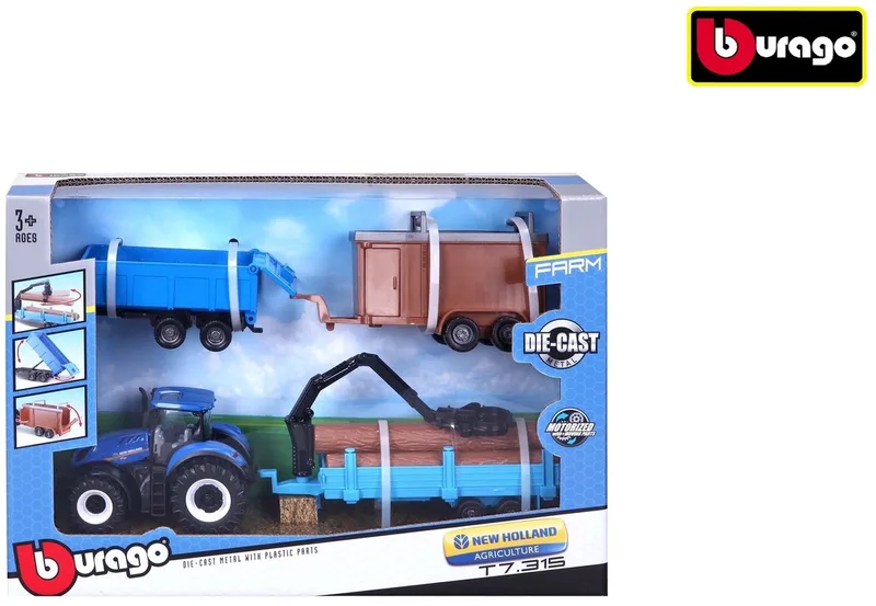 New Holland T7.315 - Modelauto - Schaal 10 CM von Bburago in Blauw – Produktfoto