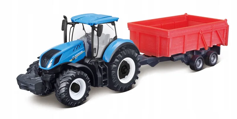 New Holland T7.315 Tractor met Aanhanger Speelgoed de Bburago en Blauw – photo du produit