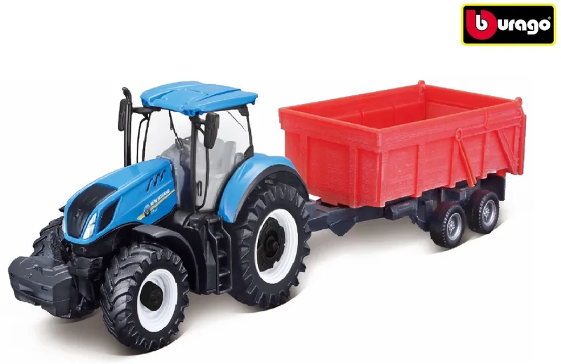 New Holland T7.315 Tractor + Tipping Trailer 10 Cm blauw/rood by Bburago in Blauw – product photo