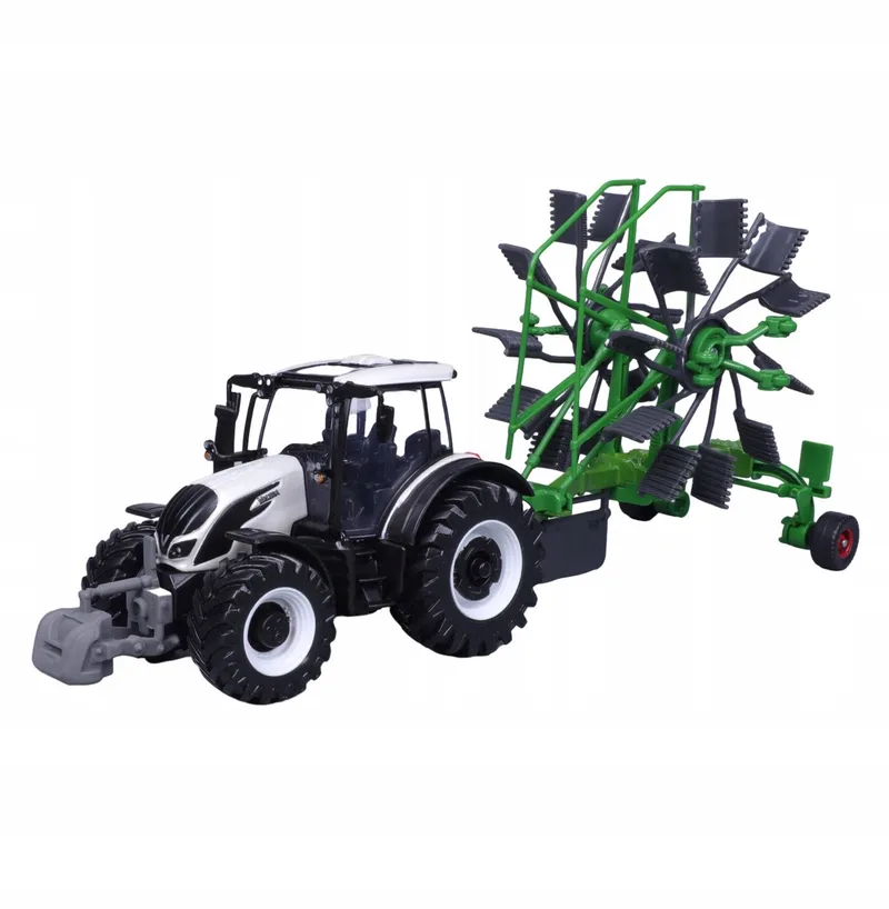 Valtra N174 tractor met maaier - 27cm van Bburago in Groen – productfoto