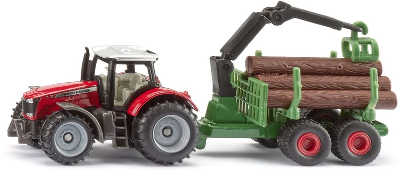 Massey Ferguson mit Forstanhänger – 1134 van Siku – productfoto