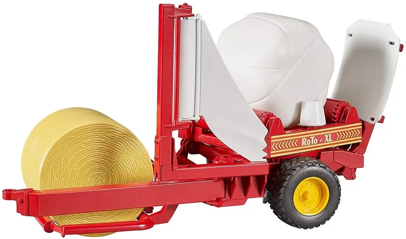 Bale wrapper with round bales – 02122 · 1:16 by Bruder – product photo