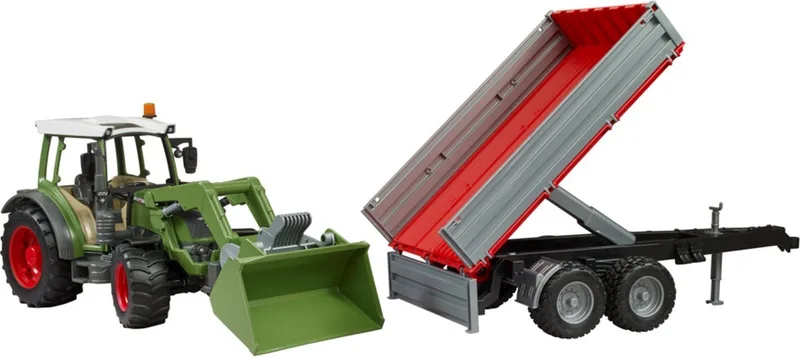 Fendt Vario 211 with frontloader and tipping trailer – 02182 · 1:16 by Bruder – product photo