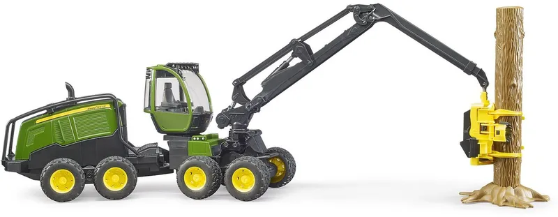 John Deere 1270G harvester with one tree trunk – 02135 · 1:16 by Bruder – product photo