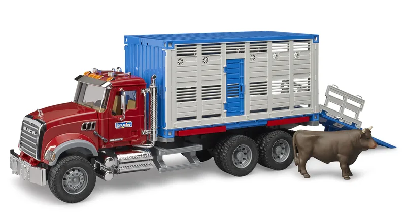 MACK Granite Tiertransporter avec 1 Rind – 02830 · 1:16 de Bruder – photo du produit
