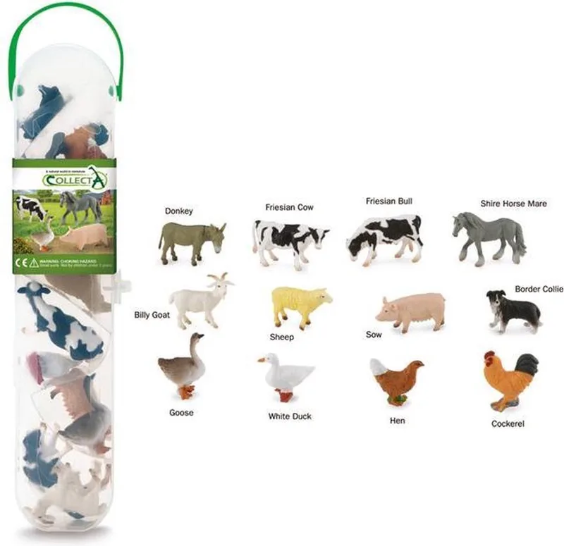 Figurine Mini Set - 12 Boerderijdieren - Boerderijdieren - Handgeschilderd - Miniatuur van Collecta in Multicolor – productfoto