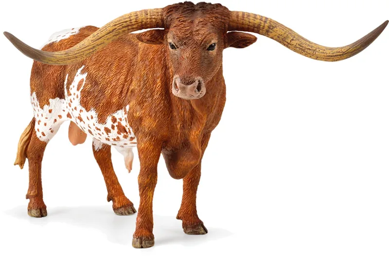 Figurine - Texas Longhorn Stier - (Xl) - Boerderijdieren - Handgeschilderd - Miniatuur de Collecta en Brown – photo du produit