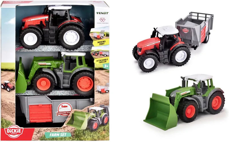 Spielzeug-Traktor Farm Set, (Set, 3-tlg) van Dickie Toys in Grün, rot – productfoto