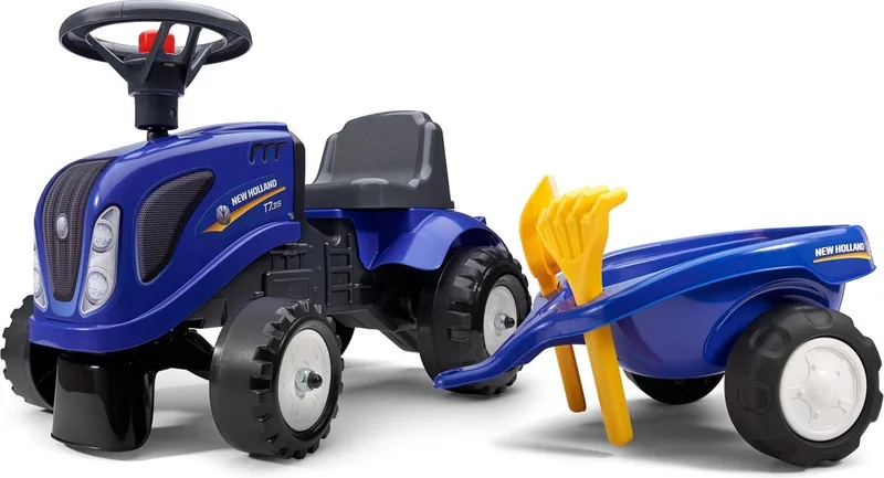 New Holland Looptractor - Tractor voor peuters 1-3 jaar met aanhanger von Falk in Blauw – Produktfoto