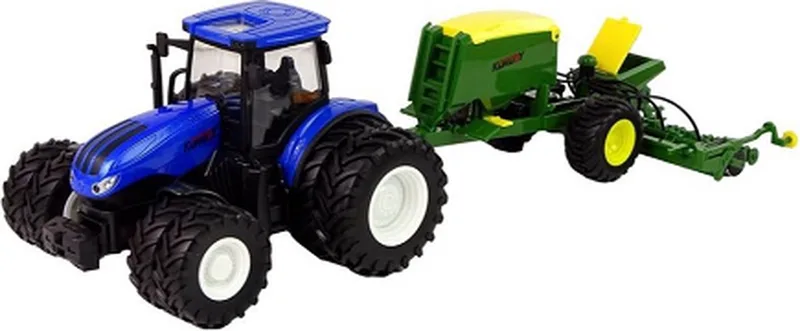 Bestuurbare trekker - RC tractor - Inclusief zaaimachine by Korody in Blauw, geel, groen – product photo