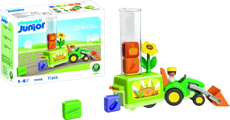 JUNIOR: Tractor met leuke plantenbak - 71773 von Playmobil in Meerkleurig – Produktfoto