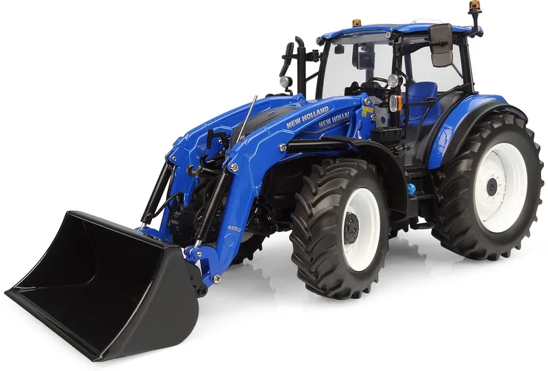 New Holland T5.120 Dual Command met Voorlader 655 LU 2025 1:32 von Universal Hobbies in Blauw – Produktfoto