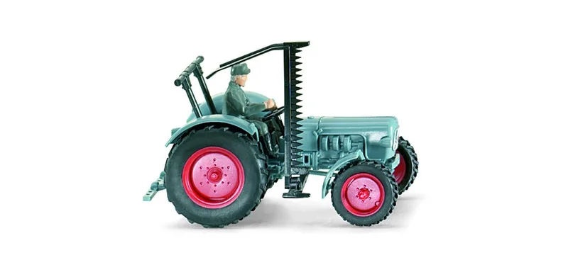 Eicher Königstiger mit Mähwerk und Fahrer – 087139 · 1:87 von Wiking – Produktfoto