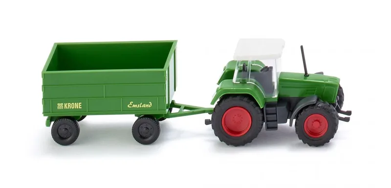 Fendt Favorit with trailer – 096001 · 1:160 by Wiking – product photo