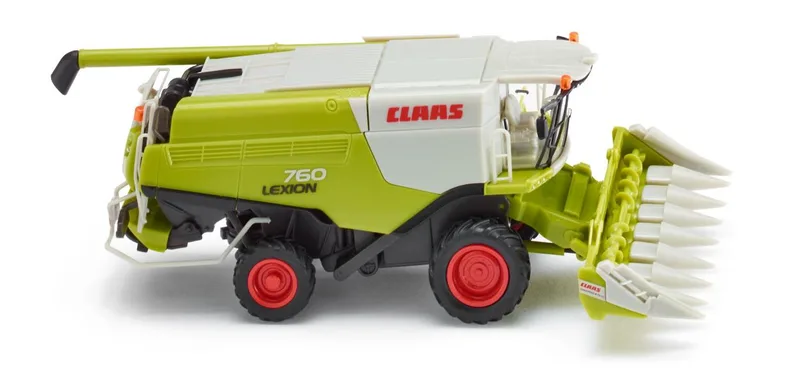 Claas Lexion 760 combine harvester with Conspeed maize header – 038911 · 1:87 by Wiking – product photo