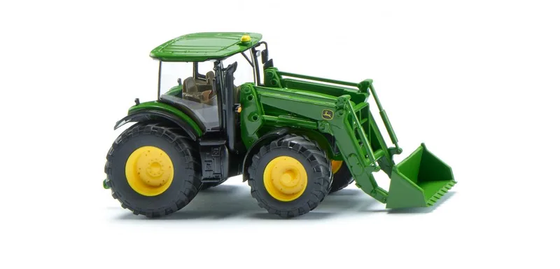 John Deere 7260R with front loader – 035804 · 1:87 by Wiking – product photo