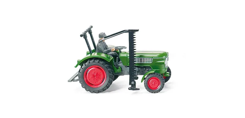 Fendt Farmer 2 met maaier en Fahrer – 089902 · 1:87 van Wiking – productfoto
