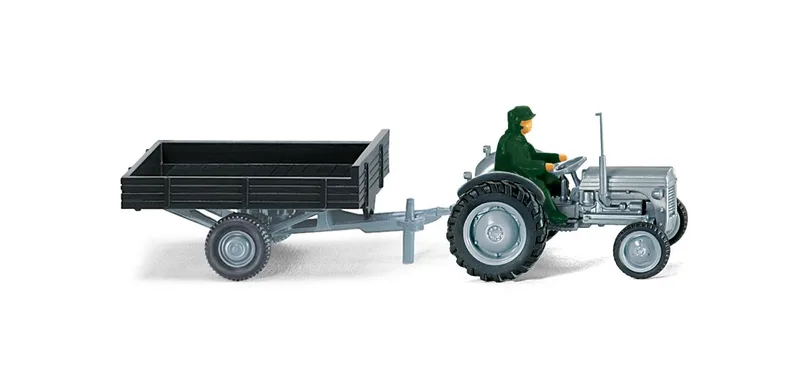 Ferguson TE mit Anhänger und Fahrer – 089240 · 1:87 von Wiking – Produktfoto