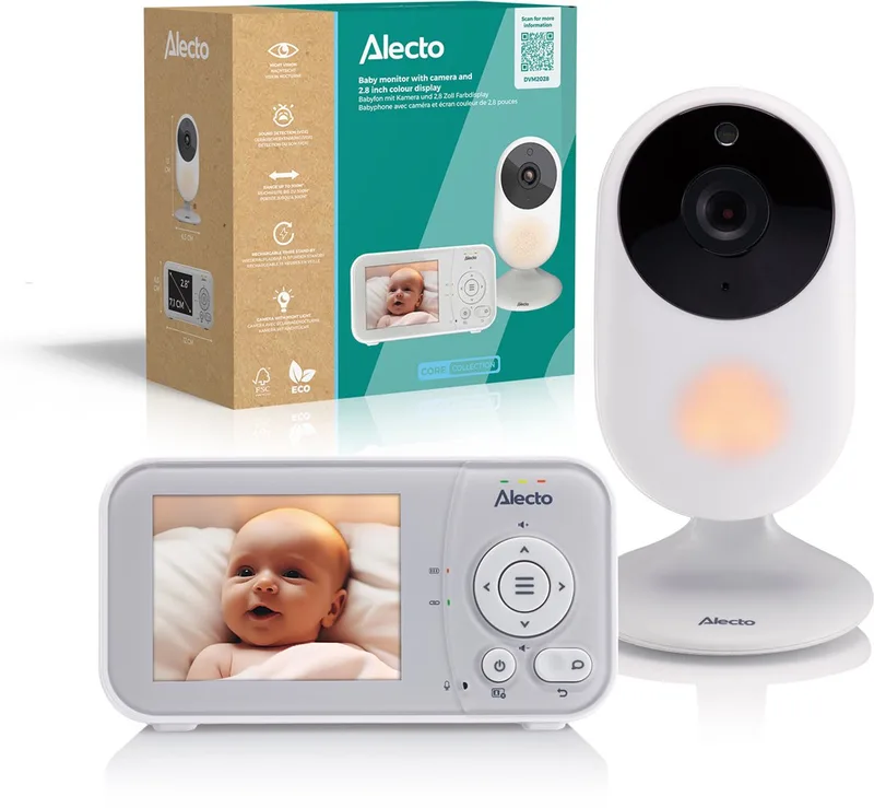 Babyfoon met Camera - Core Collection - 2,8 inch Scherm - Uitbreidbaar tot 2 camera's - Nachtlampje - DVM2028 - Wit van Alecto in DVM2028 – Wit – productfoto