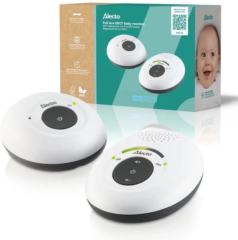 DBX-115 - Full Eco DECT Babyfoon - Wit/Antraciet van Alecto in Wit-Antraciet – productfoto