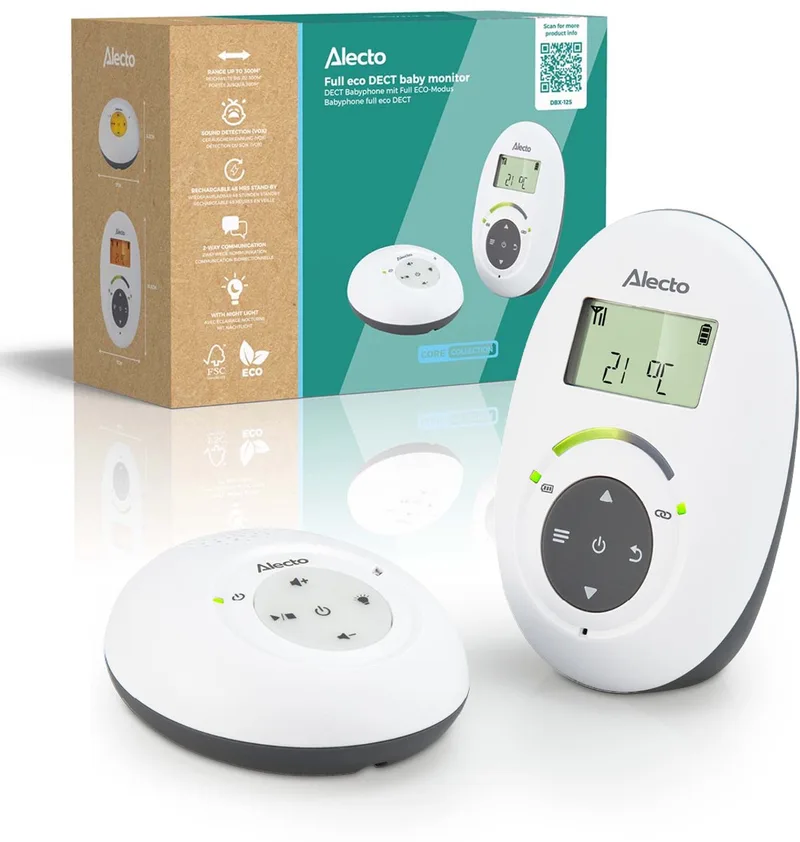 DBX-125 - Full Eco DECT Babyfoon met Display - Wit van Alecto in Wit – DBX-125 – productfoto