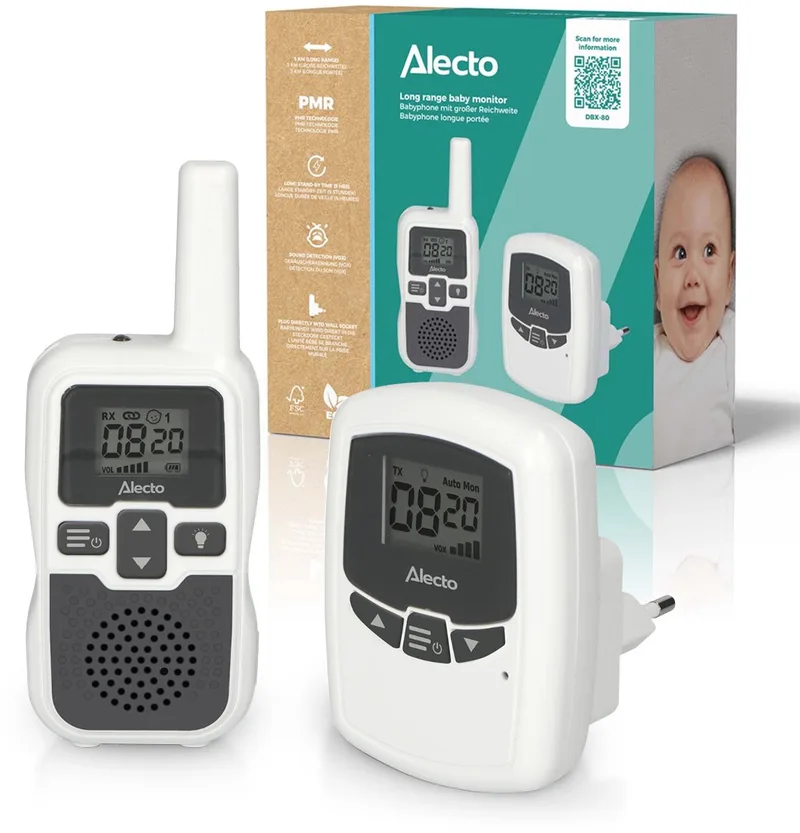 DBX-80 - Babyfoon met groot bereik - Tot 3km - Wit/Antraciet van Alecto in Wit-Antraciet – productfoto