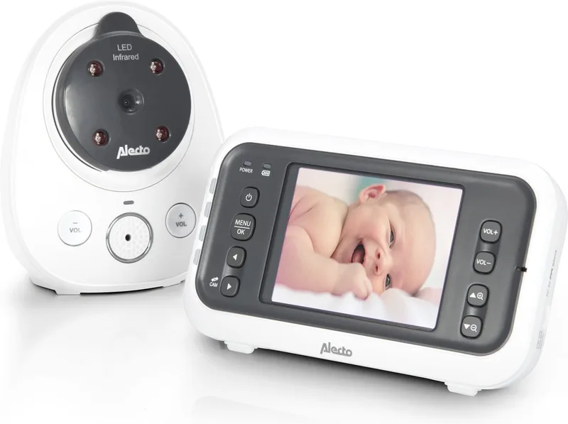 DVM-77 - Babyfoon met camera - Temperatuurweergave - Wit van Alecto in Wit-Antraciet – productfoto