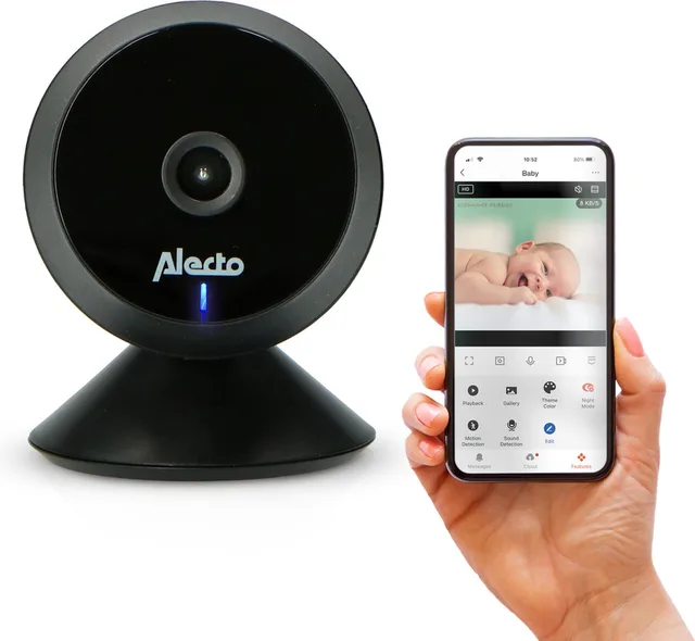 Wifi Babyfoon met Camera en App - Full HD - Melding bij beweging en geluid - SMARTBABY5BK - Zwart