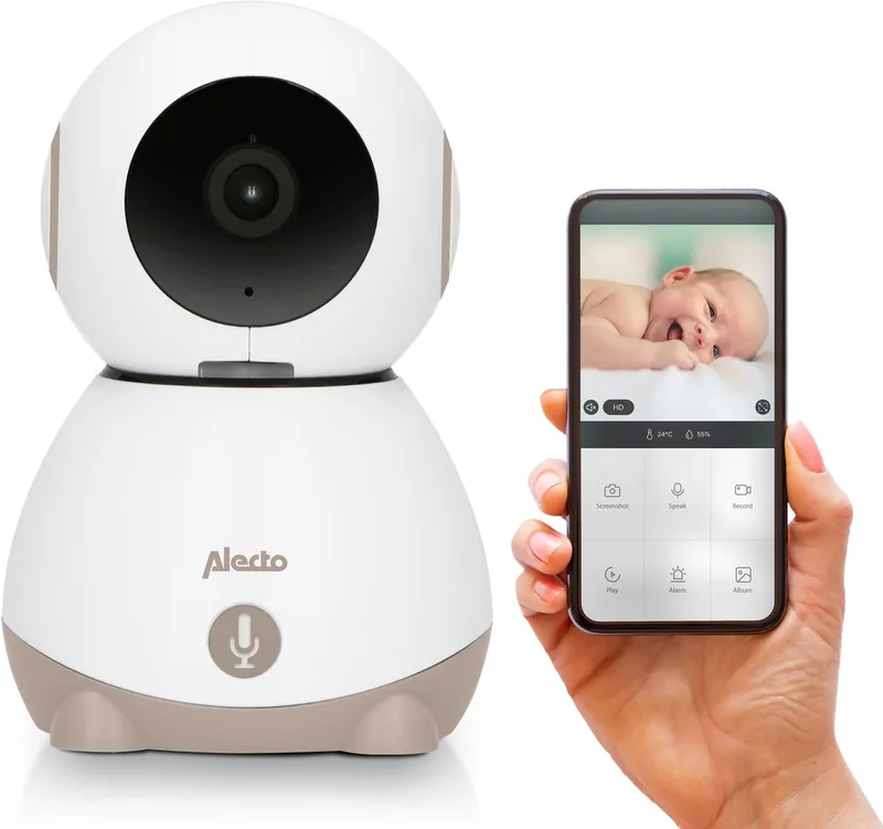 Wifi Babyfoon met Camera en App - Full HD - Op afstand beweegbaar - Melding bij beweging en geluid - SMARTBABY10BE - Beige by Alecto in Beige – SMARTBABY10 – product photo