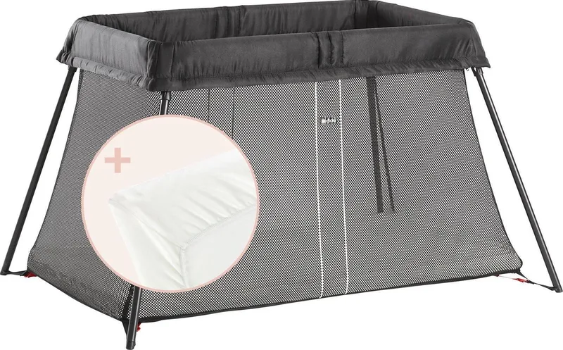 Reisbedje Light Bundle van BabyBjörn in Zwart incl Matrasovertrek – productfoto