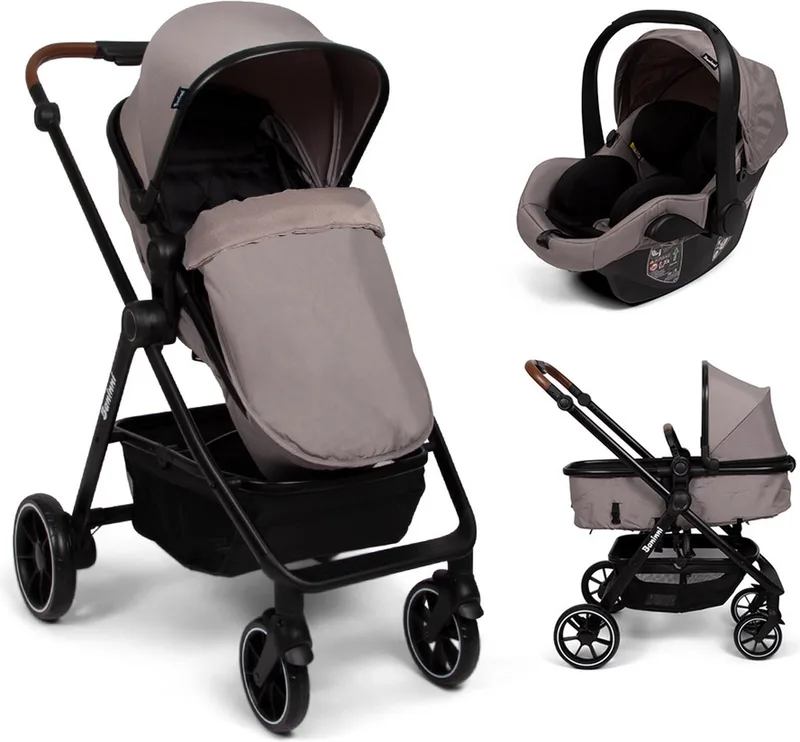 Baninni 3-in-1 Multi Standen Kinderwagen met Autostoel Adria van Baninni in Taupe – productfoto