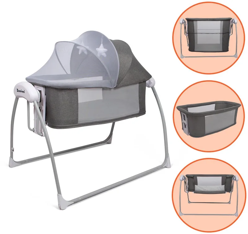 Baninni 4-in-1 Elektrische Schommelwieg met Co-Sleeper & Boxfunctie Coco van Baninni in Grijs – productfoto