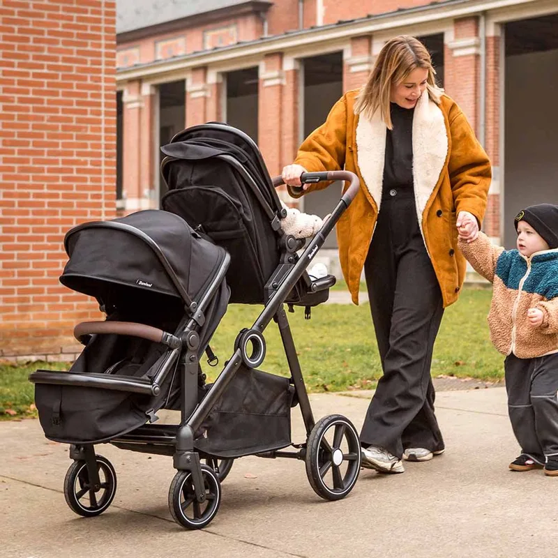 Luiz XL Duo Kinderwagen – Innovatieve Oplossing met Extra Ruime, Convertibele Zitjes van Geboorte tot 22 kg by Baninni in Zwart – product photo