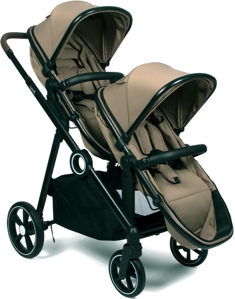 Luiz XL Duo Kinderwagen – Innovatieve Oplossing met Extra Ruime, Convertibele Zitjes van Geboorte tot 22 kg van Baninni in Taupe – productfoto