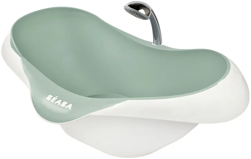 Camele'O Bad - Compact 29L Babybad met Afvoerplug - Ergonomisch & Antislip Bad - Met Douchekop Steun - Vanaf 0 Maanden - Gemaakt in Frankrijk van Béaba in Groen – productfoto